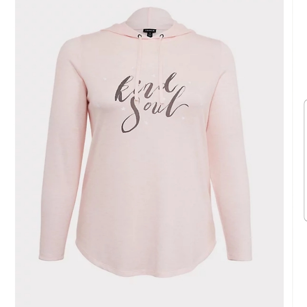 TORRID KIND SOUL LIGHT PINK HACCI HOODIE